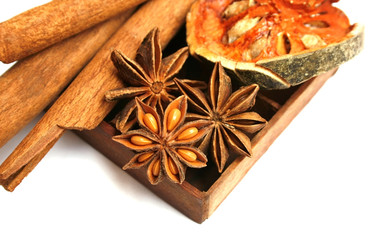 Cinnamon sticks ,anise stars and dried quince