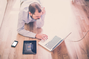elegant business multitasking multimedia man