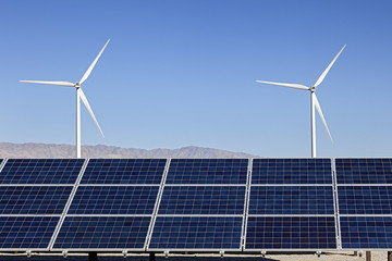 Solar Panels and Wind Turbines Power