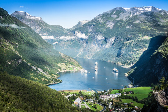 Geiranger fjord panoramic view,Norway