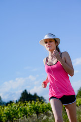 fitness sport healthy cheerful young woman running outdoor