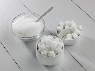 Fototapeta na wymiar Three types of sugar