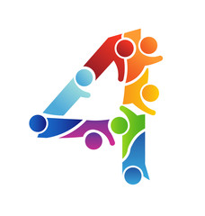 Number 4 Teamwork image logo