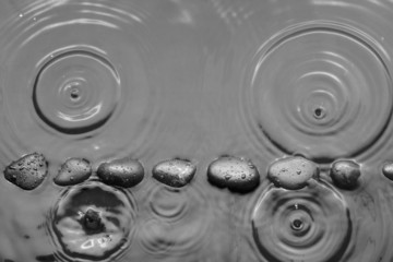 Obraz premium Black stones in the water in the rain