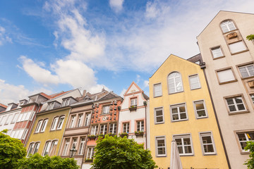 Fototapeta na wymiar Houses in Dusseldorf Altstadt, the Old Town City Center