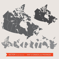 Vector map of canada and provinces