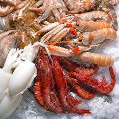 Seafood on ice