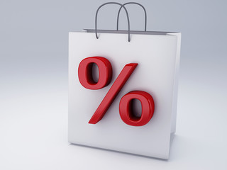 shopping bag with percent sign