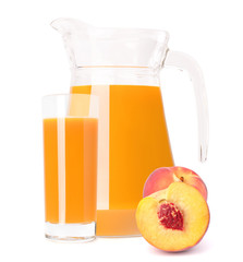 Peach fruit juice in glass jug