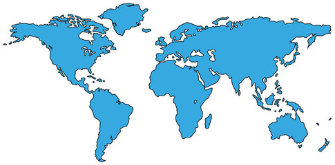 Weltkarte Welt Karte Atlas blau