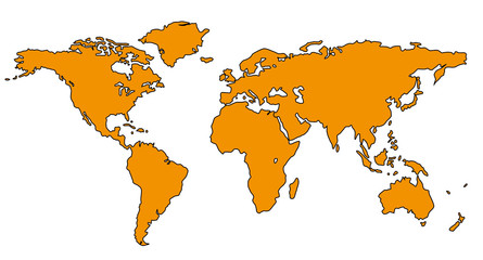 Weltkarte Welt Karte Atlas orange