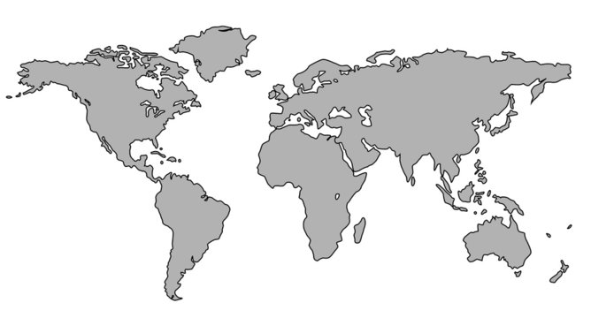 Weltkarte Welt Karte Atlas grau
