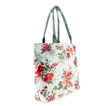 Women bag with red flowers