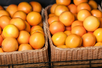 Close up of heap of oranges. Concept of healthy food