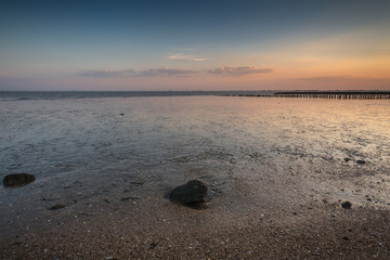 Ebbe Nordsee bei Sonnenuntergang