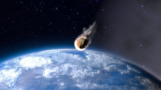 incandescent asteroid towards the Earth