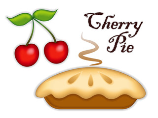 Cherry Pie, ripe fruit, fresh baked sweet dessert treat isolated
