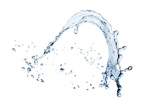 Close up of blue water splash and water drops