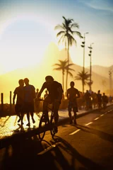 Fotobehang Bike Path Sidewalk Ipanema Beach Rio de Janeiro Brazil © lazyllama