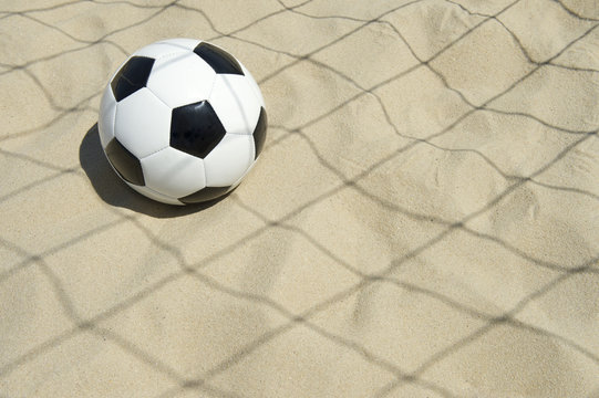 Soccer Ball in Football Net Shadows Brazil Beach