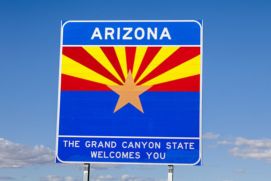 An Arizona State Welcomes You Road Sign