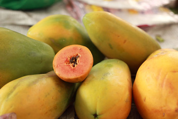 Papaya fruit in the market