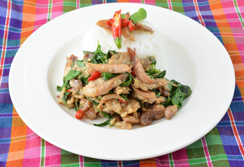 Stir-fried squid with Holy Basil