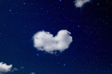 Fototapeta na wymiar Heart shaped cloud in the sky background.