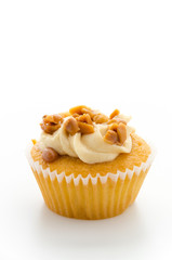 Nuts cupcake isolated on white background