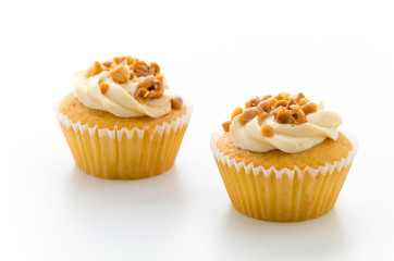 Nuts cupcake isolated on white background