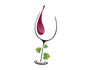 logo wine glass leaf elegant concept menu drink glamour plants