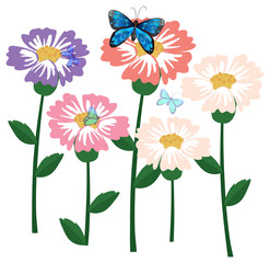 Obraz premium Fresh flowers with butterflies