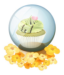 A crystal ball with a cupcake