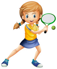 Obraz na płótnie Canvas A pretty lady playing tennis
