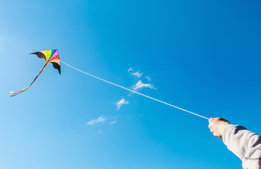 kite flying in a beautiful sky clouds - 65056248