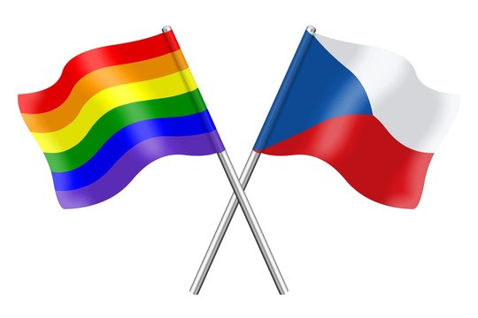Flags : Czech Republic and rainbow