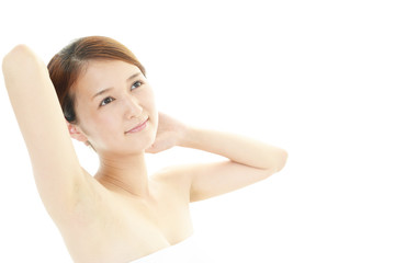 Obraz premium ボディーケアをする女性
