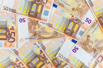 Background of 50 euro banknotes