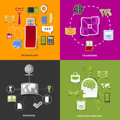 Set of modern stickers. Concept of technology