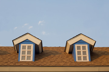 Window on second floor of home,vintage color.