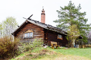 Timber house with chimney