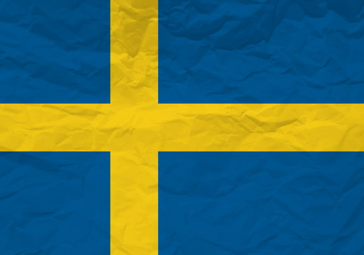 Sweden flag crumpled paper