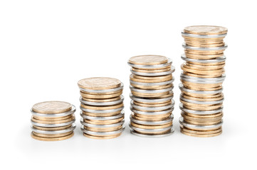 coin stack isolated on white