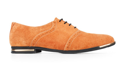 brown suede shoes on isolated white background