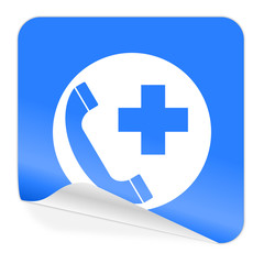 emergency call blue sticker icon