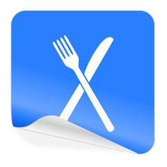 restaurant blue sticker icon