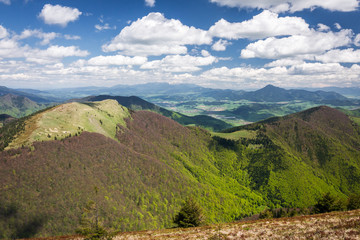 Naklejka premium View from the mountain ridge, Little Fatra hills, Slovakia