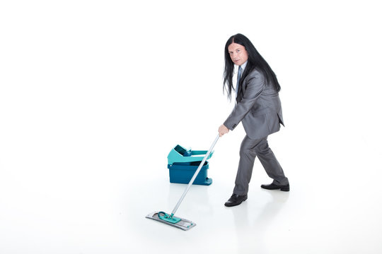 Businessmann wischt auf Portr&auml;t