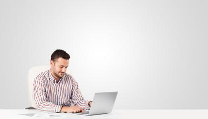 Attractive businessman with plain white copy space