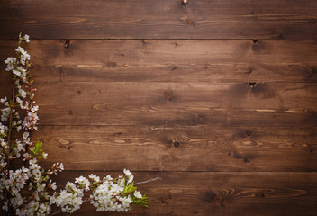 Summer Flowers on wood texture background with copyspace